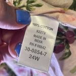 Denim 24/7 Button Down Floral Blouse with Long sleeves that roll to 3/4 length. Pink Size 24W Photo 6