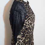 Venus  Black Leopard Print Midi Dress with Lace Accents NWOT Size 12 Photo 5