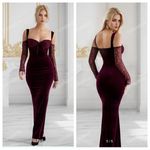 Cherley Black Cherry Velvet Maxi Dress Purple Size M Photo 0