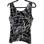 Suzie in the City Black White Abstract Sleeveless Top Size Medium Asymmetrical Photo 1