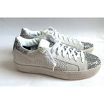 P448  Thea Glitter Casual Designer Sneakers White Silver Size 42 (9-9.5) NEW Photo 3