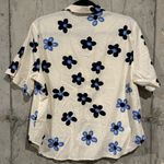 Uniqlo x Marimekko NWT Women’s Size Medium Floral Linen Blend Button Up Shirt Blue Photo 1