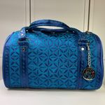 Blue Banda Barrel Bag With Intricate Embroidery & Detachable Charm Photo 3