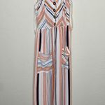 NWT Striped Midi Dress Stilletto's Orange Blue Cream Sz Medium Photo 6