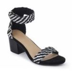 Rag & Co Black Silver Leather Suede Velcro Ankle Sandal Heels Size US 9 Photo 1