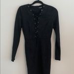 Missguided  Scalloped collar lace up faux suede dress Photo 2