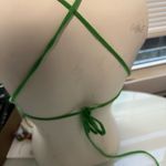 SheIn Green and Blue Striped Halter Crop Top Photo 3