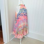 AMUR Estfan Pleated Halter Mini Dress In Double Rainbow Size 6 Red Photo 12