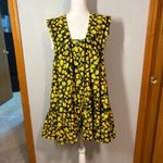Maeve Anthropologie Collared Poplin Swing Mini Dress Black Yellow DaisyXS Size XS Photo 6