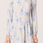 Maje Long Sleeve Dress in Blue and Cream Size 40 (US 12) Photo 0