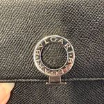 BVLGARI  Black Leather Wallet with Silver Logo Photo 1