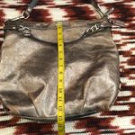 Coach F16618 Metallic Grey Silver Brown Leather Hobo Shoulder Hand Bag Purse. Measurements in pics. Photo 4