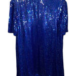 Vintage 90s Silhouette Royal Blue Sequin Shift Dress holiday Glam cocktail Party Size 1X Photo 0