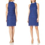 Trina Turk • Cats Cradle Sleeveless Lace Dress shift collared Blue Jewel Photo 10