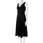 ABS Allen Schwartz Vintage 90s ABS Black Midi Cocktail Dress Beaded. M/L. Party Retro Prom Deep V Photo 3