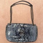 Michael Kors Fulton Denim Blue Python Leather Shoulder Bag Photo 0