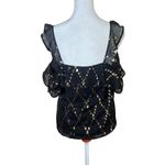ALC Frank A.L.C. Willow Black Silk Gold Metallic Festive Sleeveless Shirt Top Sequins Sz 0 Photo 5