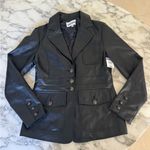 Steve Madden NWT Women's Ivy Blazer Vegan Leather Black Size Large Photo 2