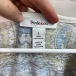 Style & Co NWOT women's green white floral tie dyed faux sequin loose blouse L Photo 3