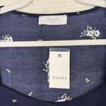 Elodie  Blouse Womens Large Navy Blue Floral Button Short Puff Sleeve Cottage Photo 2