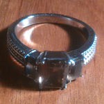 Brazilian Smoky Quartz Stainless Steel Three Stone Fancy Ring (Size 9) Photo 0