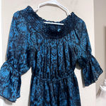 Turquoise Haven  Mini Smocked Dress sz S whimsigoth fairy romantic dark stretchy Photo 1