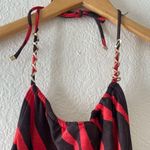 Michael Kors Womens Red Black Gold Zebra Halter Tie One Piece Swimsuit Photo 1