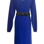 Vtg 80s Blue Beaded Midi Sweater Dress Lambswool/Angora. Small. Bejeweled. EUC. Photo 4
