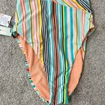 The Bikini Lab New Small Blue, Orange Asymmetrical Plunge Halter One Piece Swim Suit Photo 5