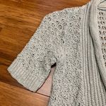 Moth Cardigan Womens‎ Small Mint Green Cotton Linen Open Front Crochet Knit Long Photo 1