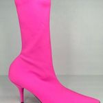 Balenciaga Knife Bootie Spandex Matt Fluo Pink Kitten Heel Barbie Boots EU 37 Photo 1