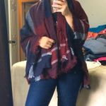 Giant Scarf Wrap Red Blue with Fringe Photo 1