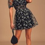 Lulus Black Floral Embroidered Dress Photo 0