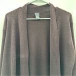Eileen Fisher 100% Wool Dark Brown Ribbed Long Sleeve Open Cardigan Size L Photo 1