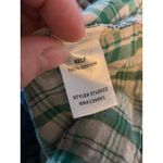 Anthropologie Oddy womens medium large green plaid square neck crochet bell shir Photo 4