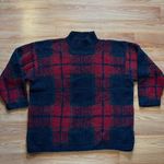 Jones New York Vintage  Unisex Plaid Wool Blend Mock Neck Sweater Large Photo 0