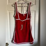 Urban Outfitters Mini Terry Athletic Dress NWT Small Cherry Red Retro White Photo 2