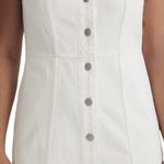 Madewell NWT Denim Square Neck Sleeveless Mini Dress in Tile White Size 14 Photo 5