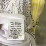 Milly Womens Size 4 Silk One Shoulder Yellow Grey Polka Dot Circle Pattern Dress Photo 4