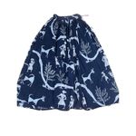 Vintage Navy Blue & White Story Scene Tie Waist Maxi Women Skirt size 2XL Photo 2