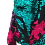 Vintage Black Pink Green Silk Sequin Blouse Tank Size large disco 70s look Photo 4