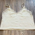 Wild Fable Ribbed Lace Trim Cropped V Neck Cream Off White Camisole Bralette Top Sz Large Photo 0