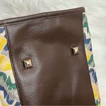 L.A.M.B. Gwen Stephani Y2K Logo Spellout Bag Leather/Canvas Blue Yellow Photo 7