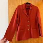 Eileen Fisher  3-Button Front Cardigan Sweater Jacket Burnt Orange Wool Large Photo 6