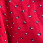 Vintage 70s Chablis Red Maternity Dress Peter Pan Collar Tie Dainty Floral 7/8 Photo 5