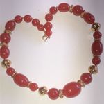 Trifari  Elegant Vintage Reddish Orange  and Gold Tone Beaded Necklace Photo 1