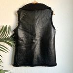 Black Faux Leather Shearling Lined Vest S Photo 5