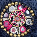 Shiraleah Chicago Beaded Fringe Boho Clutch Bag Navy Pink Tribal Embellished Blue Photo 3