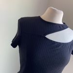 SheIn Cut-Out Cropped Ribbed Top Womens Sz Large Black Photo 1