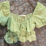 American Threads Neon Lime Green Ruffle Crop Top Photo 0
